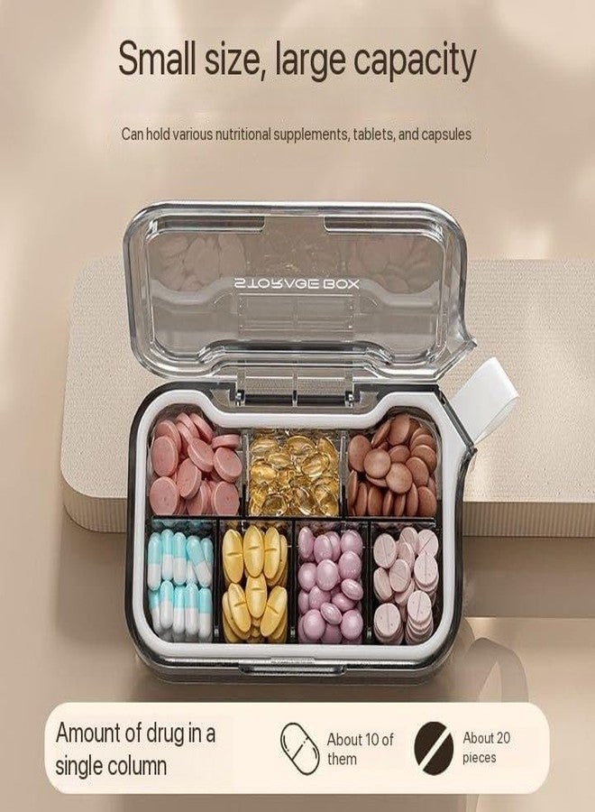 EASEPRES Pill Organizer Box 7 Compartments, Moisture Proof Travel Medicine Storage Case for Tablets & Capsules, Portable Pill Box, Mini Jewelry Organizer & Small Storage Box with Lock Lid (Grey - Image 2