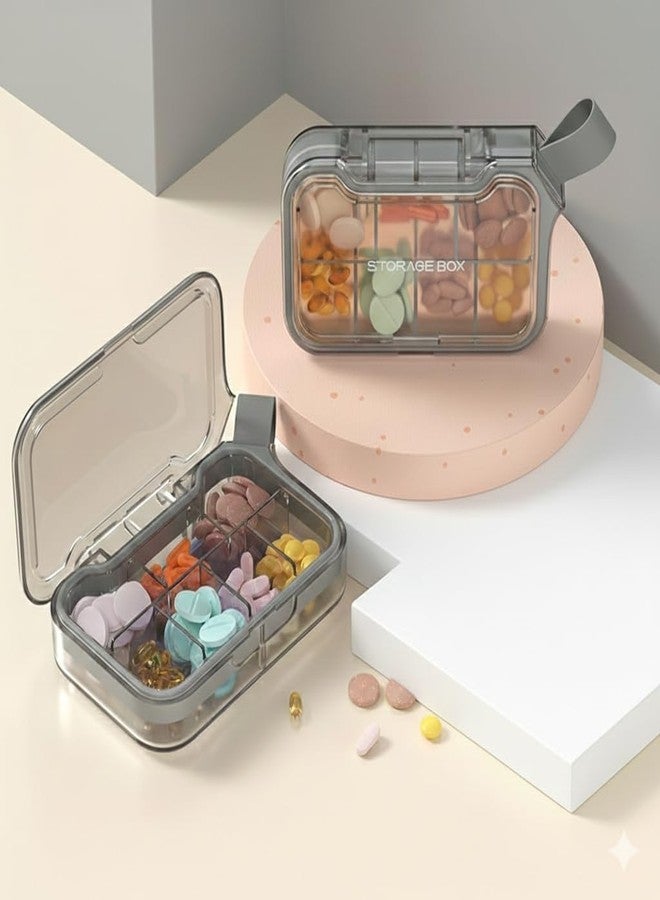 EASEPRES Pill Organizer Box 7 Compartments, Moisture Proof Travel Medicine Storage Case for Tablets & Capsules, Portable Pill Box, Mini Jewelry Organizer & Small Storage Box with Lock Lid (Grey - Image 4