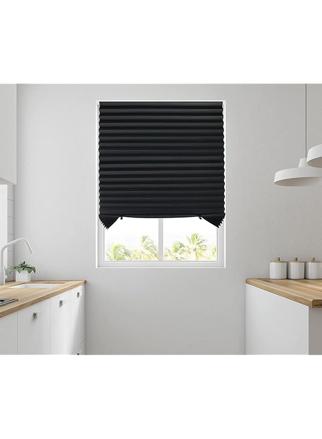 erorex Pleated Window Paper Shades Room Darkening Blinds Black 36 Inch X 69 Inch - Image 2