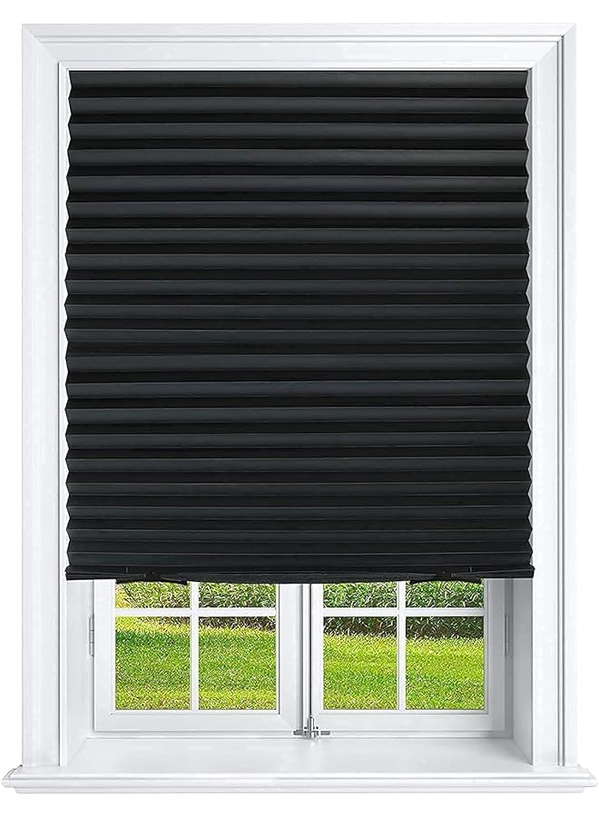 erorex Pleated Window Paper Shades Room Darkening Blinds Black 36 Inch X 69 Inch - Image 1