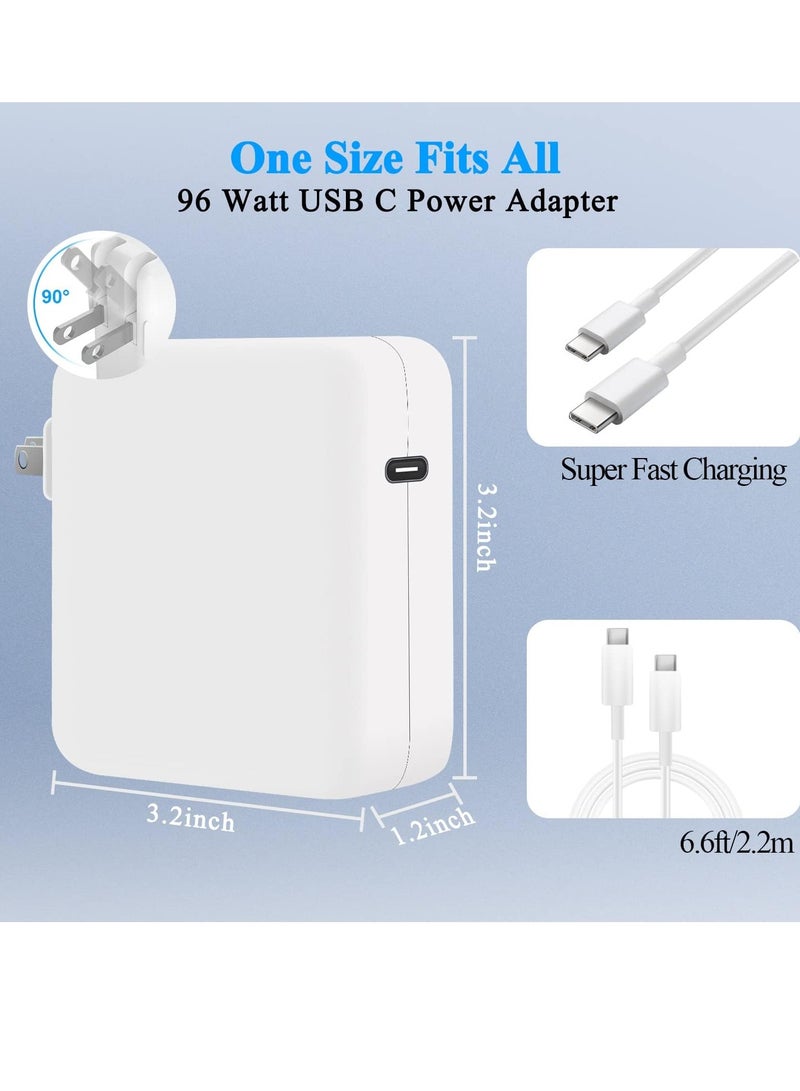 96W USB-C MacBook Pro Charger | Fast Charging Power Adapter with 2.2m USB-C to USB-C Cable – Compatible with MacBook Pro/Air & iPad Pro - Image 2