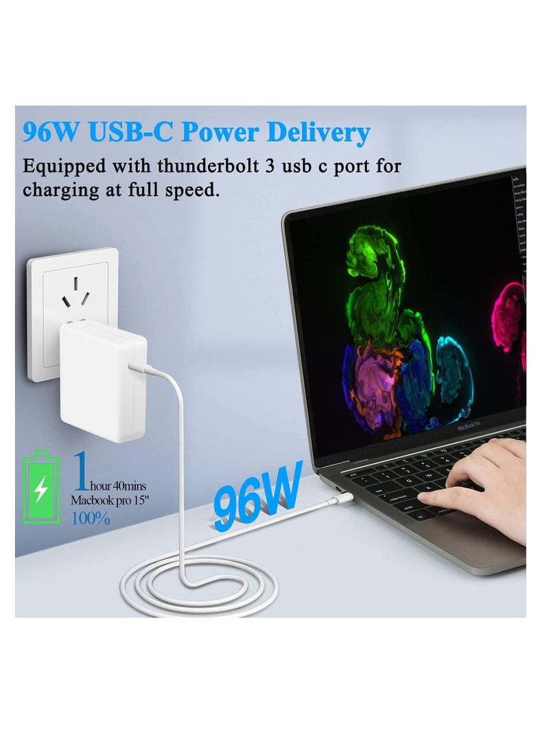 96W USB-C MacBook Pro Charger | Fast Charging Power Adapter with 2.2m USB-C to USB-C Cable – Compatible with MacBook Pro/Air & iPad Pro - Image 5