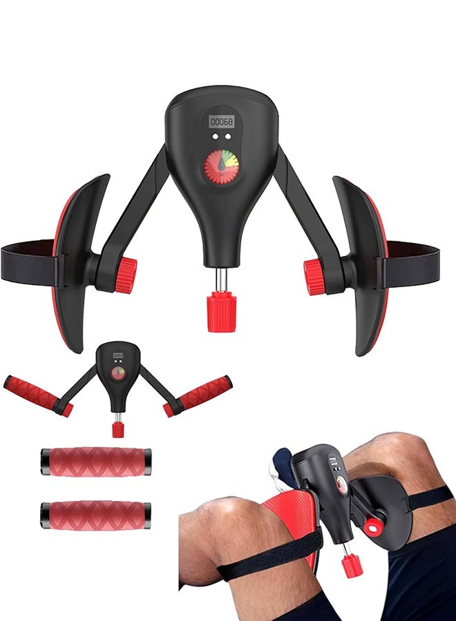 Thigh Master 0-35kg Adjustable Resistance, Thigh Toner with Fixed Leg Straps and Replaceable Handle, Pelvic Hip Kegel Trainer Strength Exercise Equipment, Buttock Legs Workout