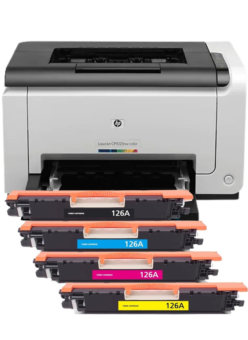 FQ 126A Toner Cartidges set Replacement for CE310A CE311A CE312A CE313A for Color Pro MFP M175 M275 CP1025nw Laser Printer(Black, Cyan, Magenta, Yellow, 4 Pack)  - Image 1
