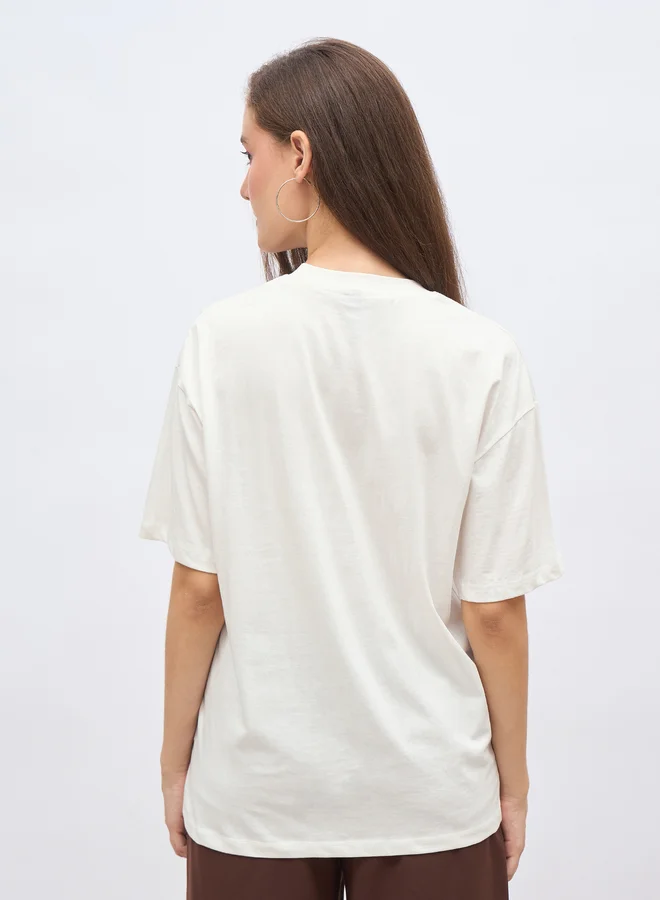 Styli Styli Embroidered Slogan Oversized T-Shirt