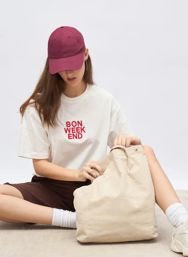 Styli Styli Embroidered Slogan Oversized T-Shirt