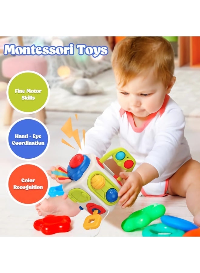 يونيكبيبي مكعب أنشطة تعليمي للأطفال، لعبة حسية مونتيسوري لتنمية المهارات المبكرة، لعبة مكعب مشغول 10 في 1 متعددة الوظائف لتعليم المهارات الحركية الدقيقة ولعب الأدوار للأطفال - Image 1