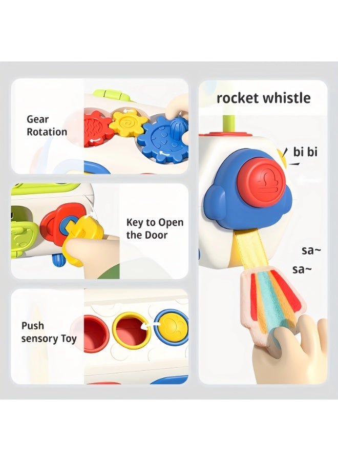 يونيكبيبي مكعب أنشطة تعليمي للأطفال، لعبة حسية مونتيسوري لتنمية المهارات المبكرة، لعبة مكعب مشغول 10 في 1 متعددة الوظائف لتعليم المهارات الحركية الدقيقة ولعب الأدوار للأطفال - Image 3