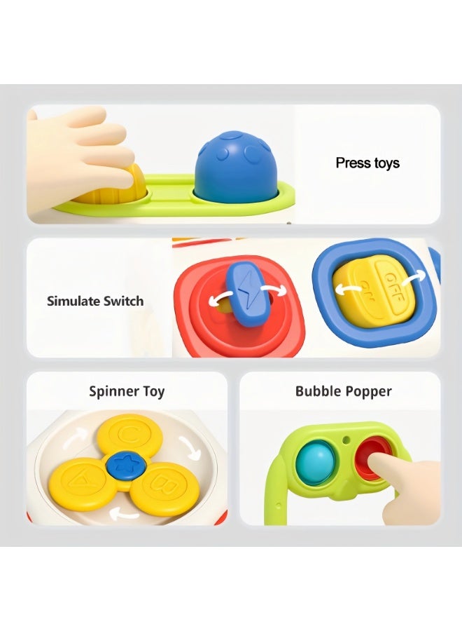 يونيكبيبي مكعب أنشطة تعليمي للأطفال، لعبة حسية مونتيسوري لتنمية المهارات المبكرة، لعبة مكعب مشغول 10 في 1 متعددة الوظائف لتعليم المهارات الحركية الدقيقة ولعب الأدوار للأطفال - Image 4