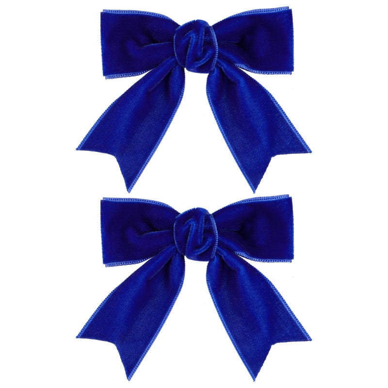KCHIES 3" Velvet Royal Blue Hair Bows Small Cute Velvet Ribbon Alligator Hair Clips Barrettes Hairpins Wedding Prom Party Dress Decor Accessory for Little Teen Toddler Flower Girls Kids - Image 1