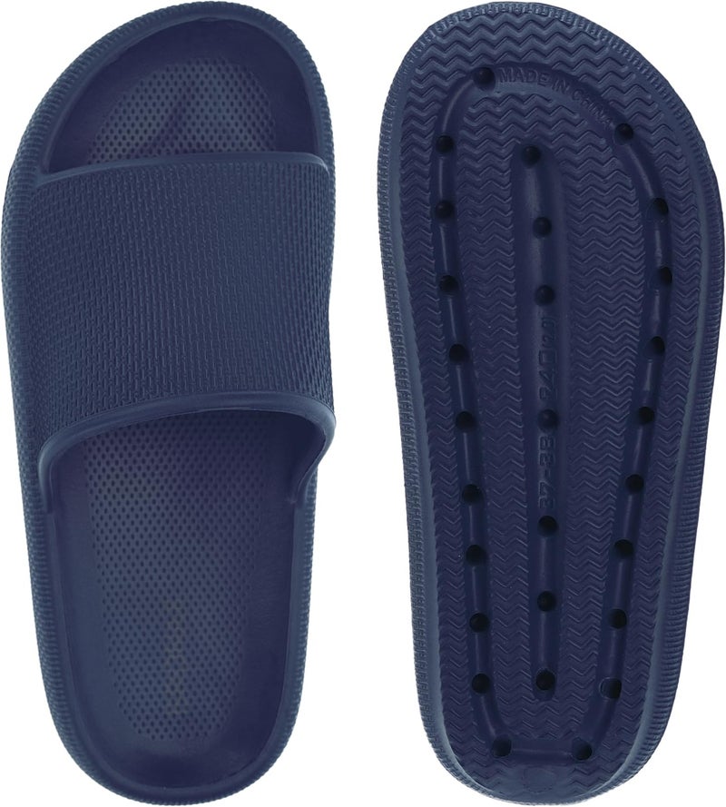 BRONAX Pillow Slippers for Women and Men | House Slides Shower Sandals | Cushioned Thick Sole 37-38 Blue - Image 4