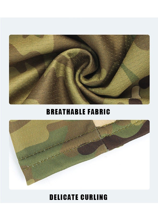 كابتن تيك قطعتان من قناع الوقاية من الشمس لكامل الوجه للحماية من الأشعة فوق البنفسجية، غطاء متعدد الاتجاهات من الحرير الجليدي والبوليستر المسامي المموه الواقي من الشمس، غطاء حماية رياضي خفيف الوزن (أخضر) - Image 3