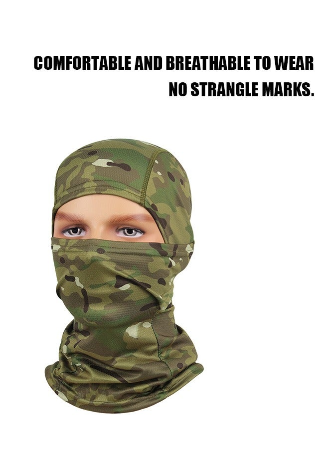 كابتن تيك قطعتان من قناع الوقاية من الشمس لكامل الوجه للحماية من الأشعة فوق البنفسجية، غطاء متعدد الاتجاهات من الحرير الجليدي والبوليستر المسامي المموه الواقي من الشمس، غطاء حماية رياضي خفيف الوزن (أخضر) - Image 4