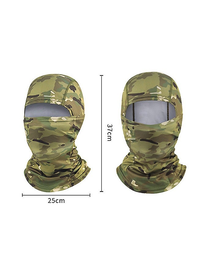 كابتن تيك قطعتان من قناع الوقاية من الشمس لكامل الوجه للحماية من الأشعة فوق البنفسجية، غطاء متعدد الاتجاهات من الحرير الجليدي والبوليستر المسامي المموه الواقي من الشمس، غطاء حماية رياضي خفيف الوزن (أخضر) - Image 2