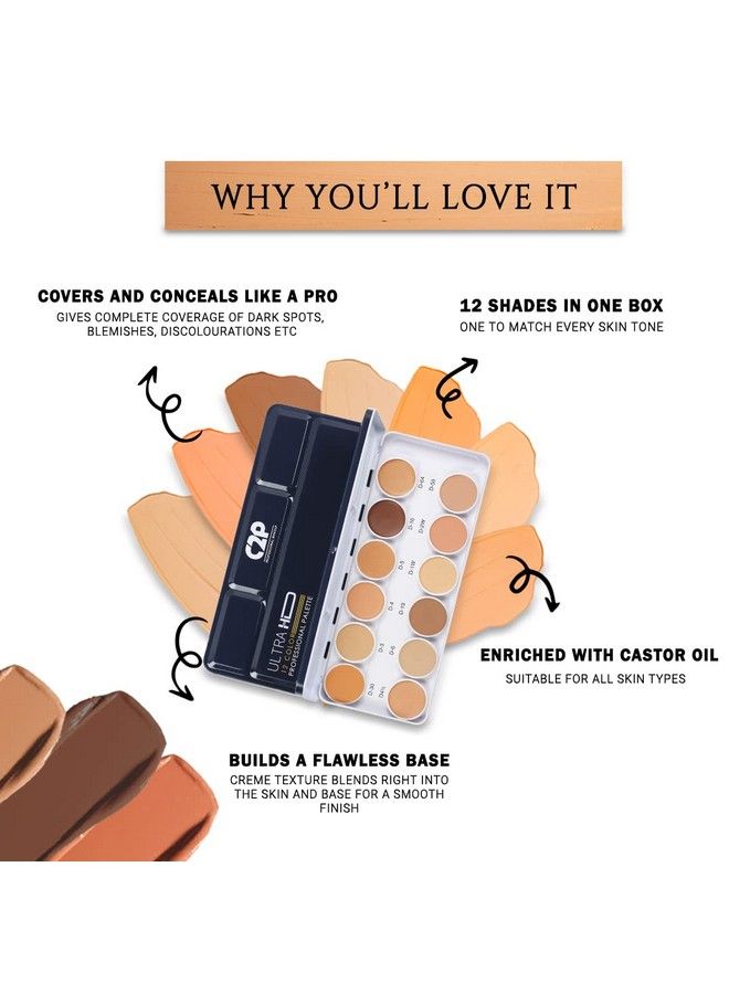 C2P PROFESSIONAL MAKEUP Cover & Cream Conceal Derma Base Palette Water & Sweat Proof Long Lasting Matte Finish Color Corrector Concealer & Full Coverage Foundation Makeup Base In 12 Shades - Image 5