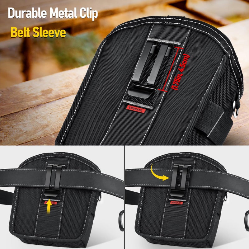 SOGCASE Tool Pouch Nails Screws Bag with Belt Clip (XL, Black) - Image 5