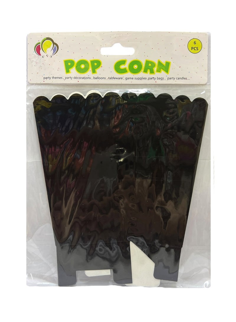 Party Time 6Pcs Popcorn Box Set Black Color for Birthdays Anniversaries Party Favors Supplies - Image 2