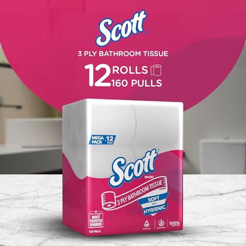 Scott® 3 ply Toilet Paper Tissue Roll, 12 Rolls, 160 Pulls/Roll (Total 1,920 Sheets) (21226) - Image 2