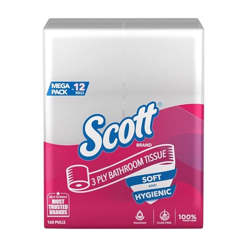 Scott® 3 ply Toilet Paper Tissue Roll, 12 Rolls, 160 Pulls/Roll (Total 1,920 Sheets) (21226) - Image 1