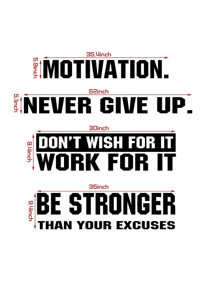 Tenare 4 Pieces Gym Wall Decal Motivation Vinyl Wall Decals Be Stronger Than Your Excuses Sticker Don't Wish for it Work for it Large Gym Never Give Up Wall Quote Sticker for Home Gym Yoga Exercise Fitness  - Image 3