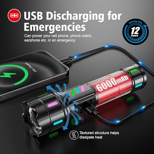 Shadowhawk Flashlight 2000 High Lumens Rechargeable - 30W Super Bright LED Flash Light with LCD Display | 3937ft Beam & 12H Long Lasting USB C Powerful Handheld Flashlight for Home, Camping, Hiking, Emergency - Image 5