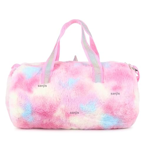 Sanjis Enterprise Fur Cute Cartoon Duffel Bag Handbag Fur Overnight Weekender Travel Bag Fancy Tote Picnic Dance Class Bag for Small Girls - Image 4