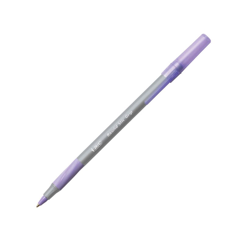 BIC Round Stic Grip Xtra Comfort Fashion Ball Point Pen; Purple; 12 Pack - Image 2