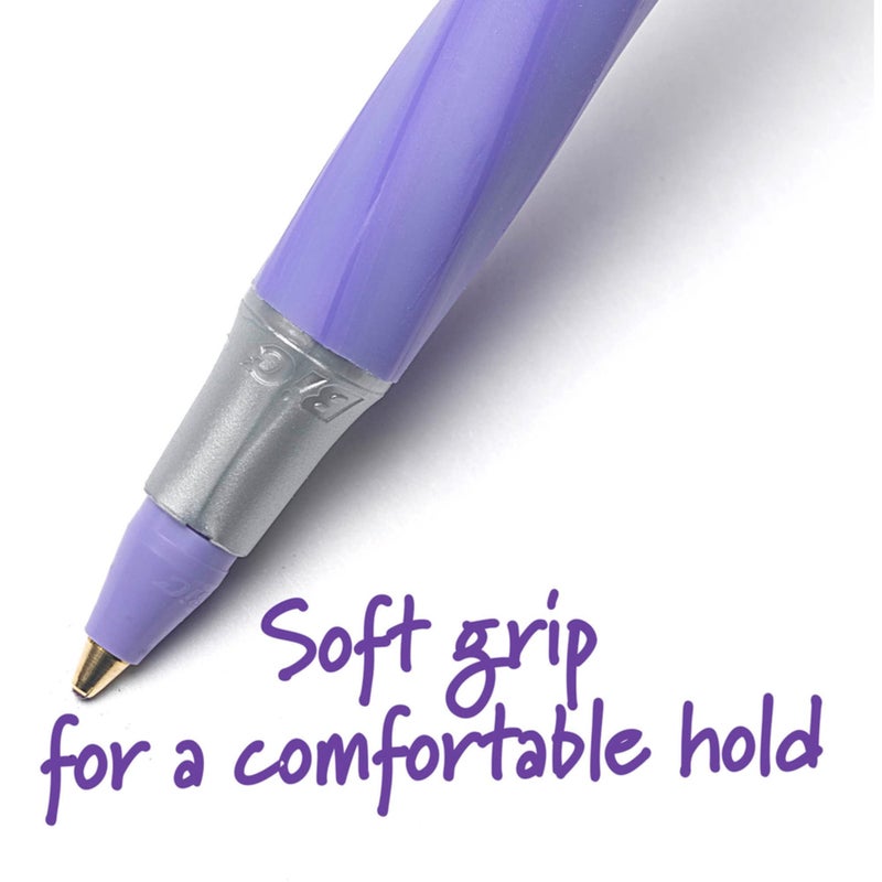 BIC Round Stic Grip Xtra Comfort Fashion Ball Point Pen; Purple; 12 Pack - Image 4