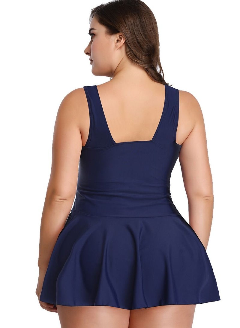 Loquat Navy Blue Skirt Style Split Bikini Big Size Swimsuit Female  - Image 3