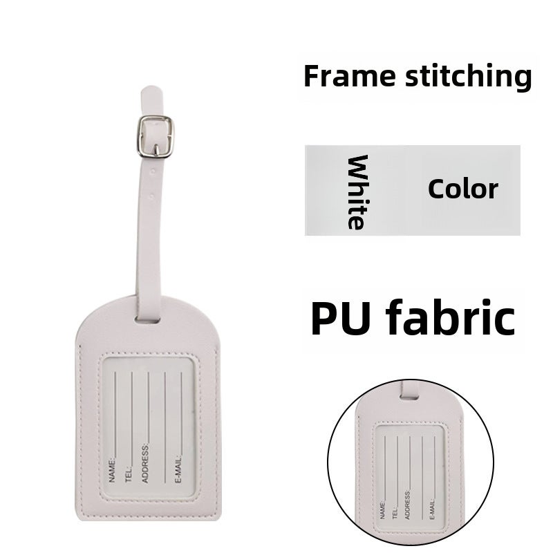 Thick PU Leather Luggage Tag with Flip Cover and Signature PaperFrame car line without flip white Frame car line without flip white