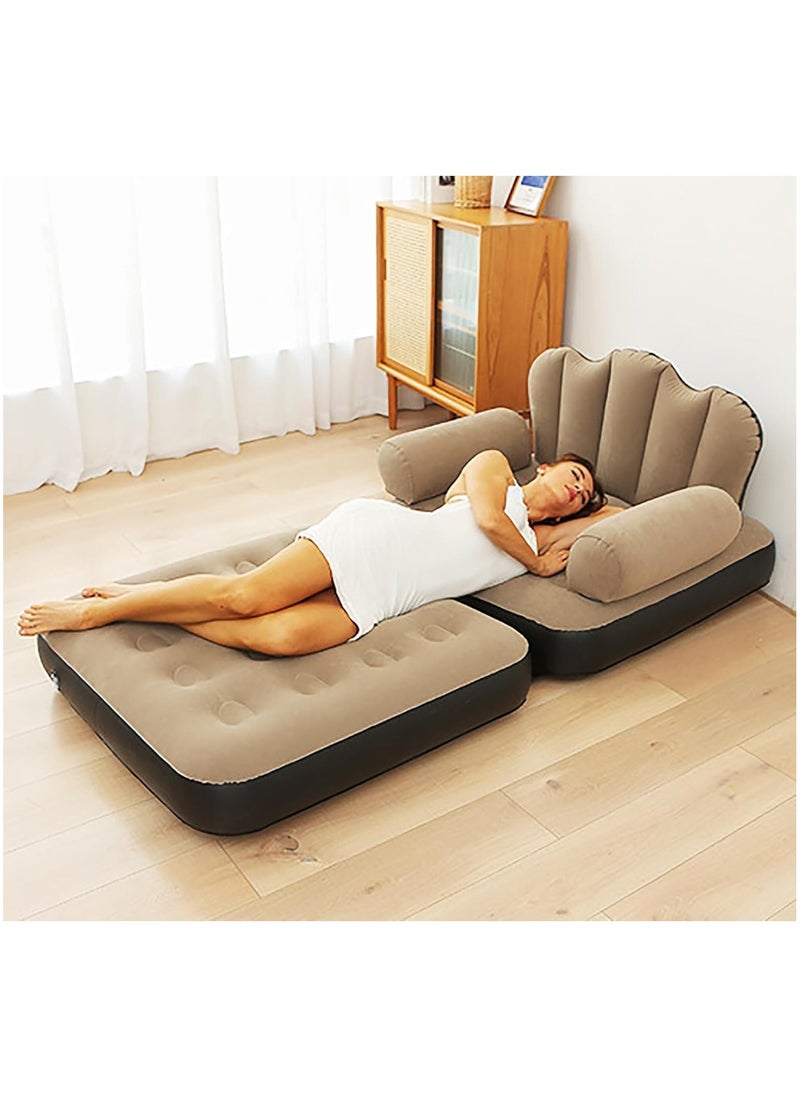 DubaiGallery - 2 in 1 Leisure Inflatable Sofa Set, Folding Portable Inflatable Lazy Flocked Recliner with Footrest, Perfect for Pop Up Indoor and Outdoor Balcony, Backyard, Camping, Picnic - Image 1