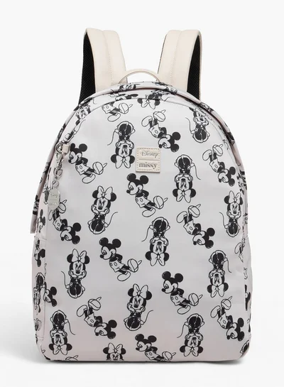 Disney Mickey and Minnie Mouse Print Backpack with Adjustable Straps - 12x34x25 cm