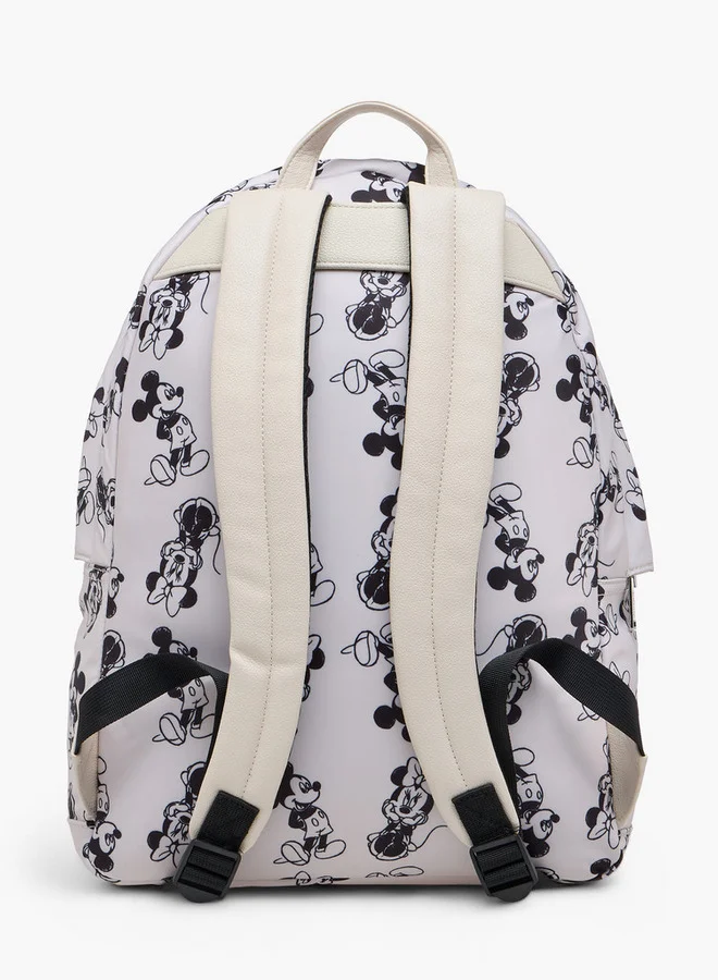 Disney Mickey and Minnie Mouse Print Backpack with Adjustable Straps - 12x34x25 cm