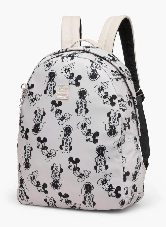 Disney Mickey and Minnie Mouse Print Backpack with Adjustable Straps - 12x34x25 cm