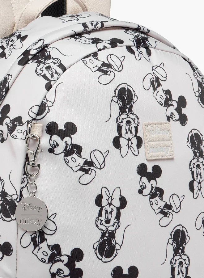 Disney Mickey and Minnie Mouse Print Backpack with Adjustable Straps - 12x34x25 cm