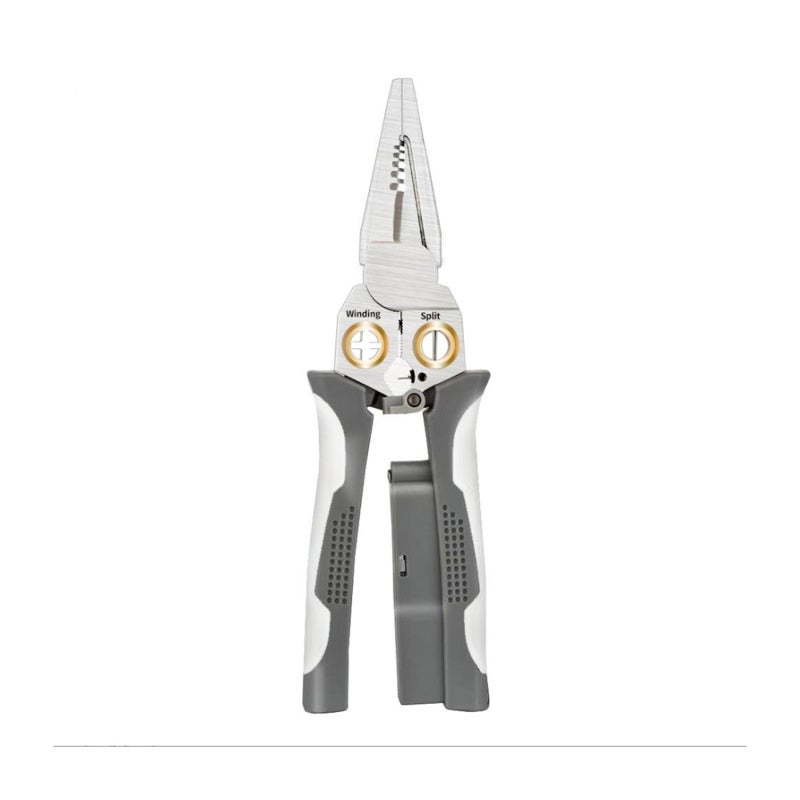 8-in-1 stainless steel wire stripping needle nose pliers, anti slip multifunctional wire stripping device with electrical testing wire stripping needle nose electrician pliers, super easy to operate electrical crimping tool - Image 2