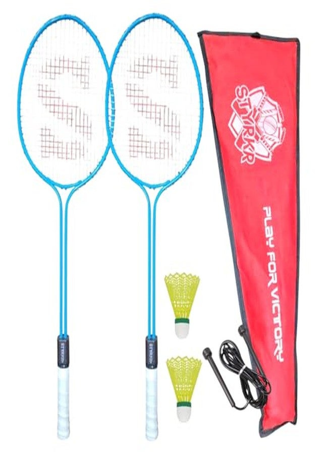 STYRKR Badminton Racket Set of 2 with Shuttlecocks, Cover & Skipping Rope | Steel Frame | Lightweight | Indoor & Outdoor Play - Image 2