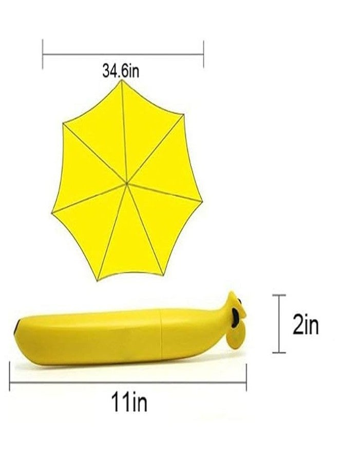 AESTROKE Banana Umbrella Yellow Stylish Banana Shaped Mini Foldable Umbrella for Women [1 pcs] - Image 2
