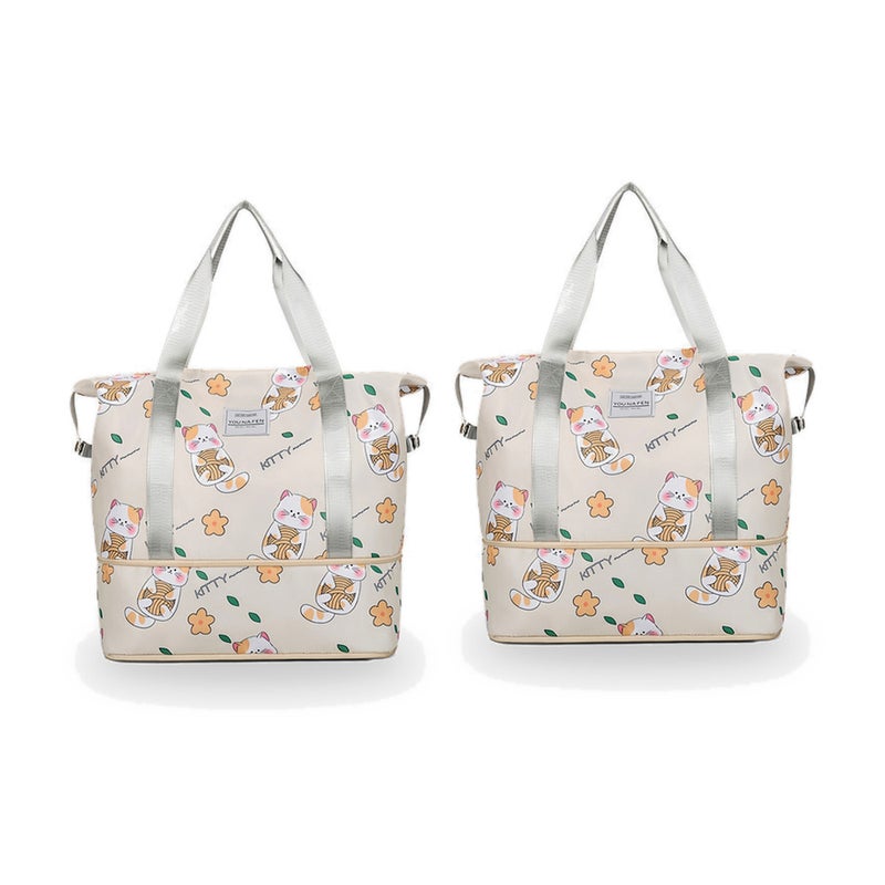 Portable 2 Pack Cosmetic Bag with Large Capacity Travel Storage and Pouch for cosmetics and Beige - Image 1