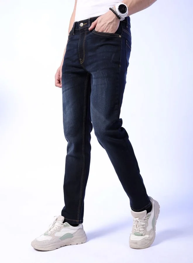 ذا انديان كراج كو Men Slim Fit Solid Mid-Rise Stretchable Jeans