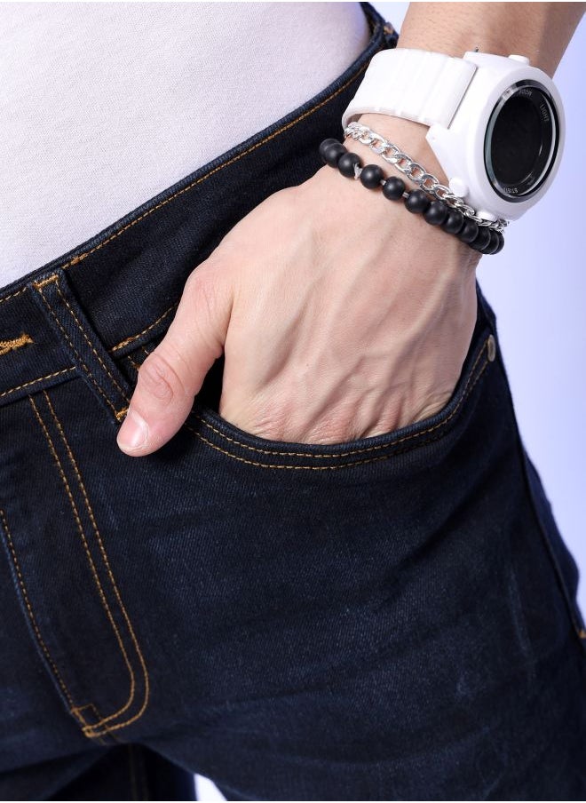 The Indian Garage Co Men Slim Fit Solid Mid-Rise Stretchable Jeans  - Image 4