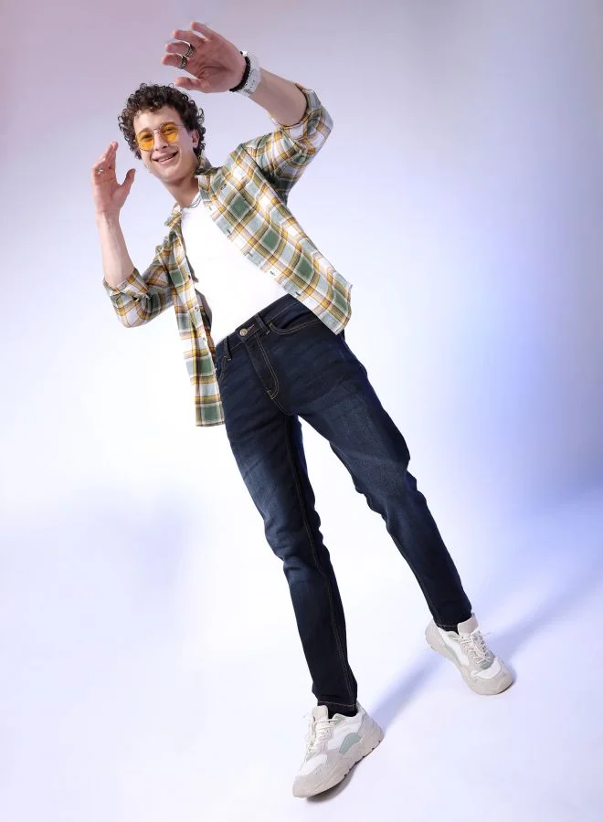 ذا انديان كراج كو Men Slim Fit Solid Mid-Rise Stretchable Jeans