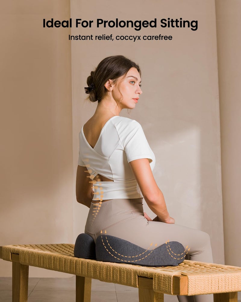 ProtoArc Seat Cushion, Office Chair Cushion for Sciatica, Coccyx Cushion, Ergonomic Memory Foam Seat Cushion for Car, Home, Pressure Relief Pad for Hip, Tailbone, All Day Comfort - Dark Gray - Image 3