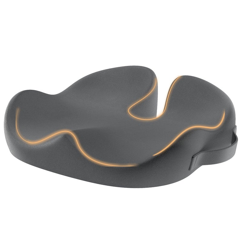 ProtoArc Seat Cushion, Office Chair Cushion for Sciatica, Coccyx Cushion, Ergonomic Memory Foam Seat Cushion for Car, Home, Pressure Relief Pad for Hip, Tailbone, All Day Comfort - Dark Gray - Image 1