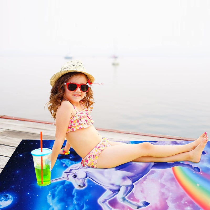 LIVILAN 30" x 60" Unicorn Horse Beach Towel, Oversized, Super Soft, Absorbent, Sand Proof, Microfiber for Pool, Swim, Bath, Shower, Perfect for Kids, Girls, Women, Ideal Unicorn Horse Gifts - Image 2