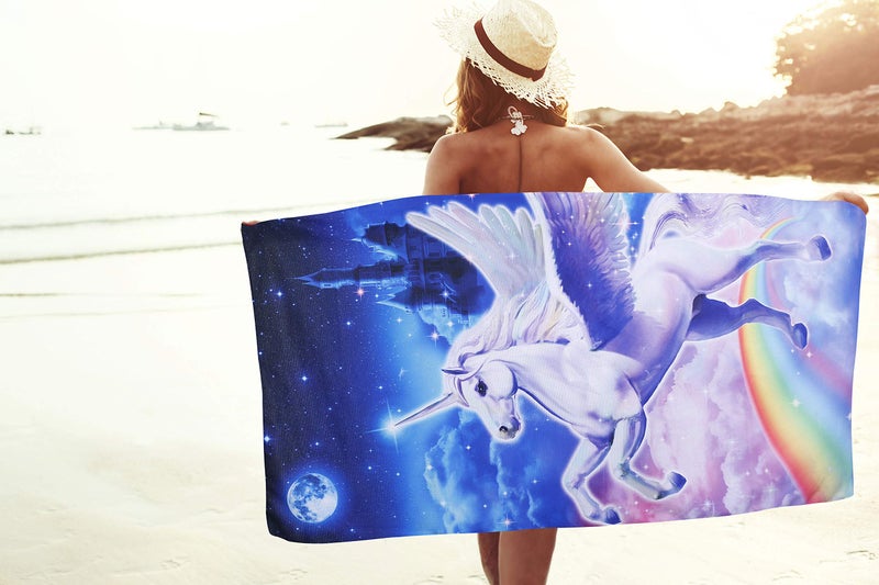 LIVILAN 30" x 60" Unicorn Horse Beach Towel, Oversized, Super Soft, Absorbent, Sand Proof, Microfiber for Pool, Swim, Bath, Shower, Perfect for Kids, Girls, Women, Ideal Unicorn Horse Gifts - Image 3