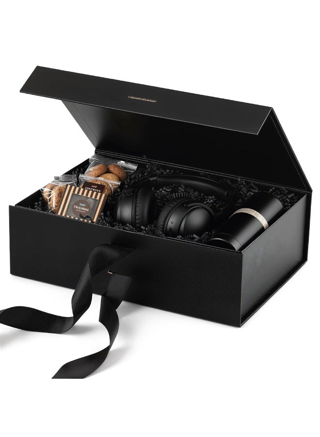 Gift Box with Lid for Presents 26*23*9.5cm with Ribbon and Magnetic Closure(1-Pack) (Black) - Image 1