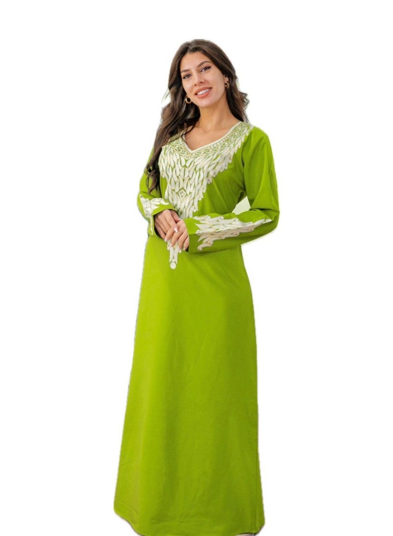 البنت الشرقية جلابية نسائية فستان بتطريز على الصدر , مخور - Image 1