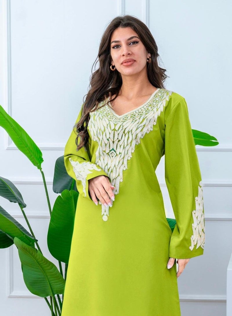 البنت الشرقية جلابية نسائية فستان بتطريز على الصدر , مخور - Image 2