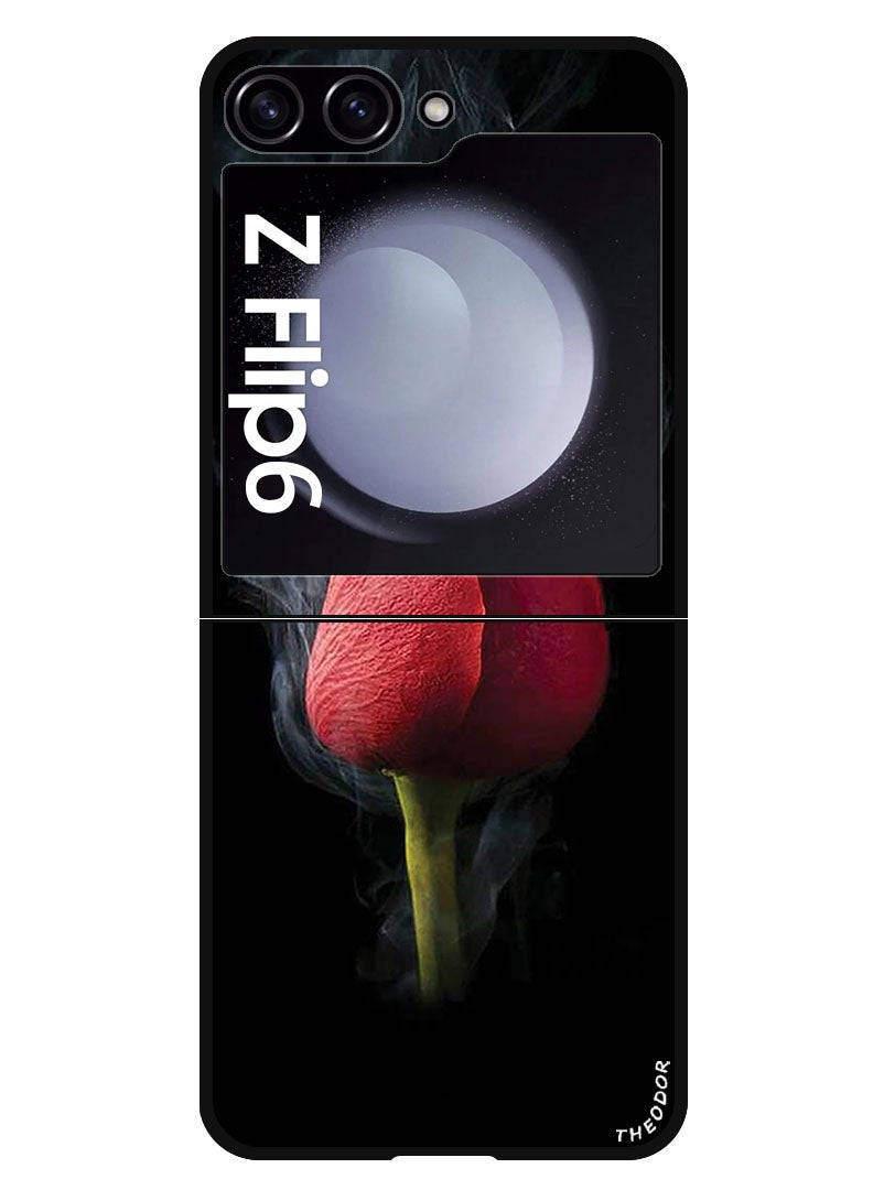Theodor Protective Case Anti Scratch Shock Proof Bumper Cover For Samsung Galaxy Z Flip 6 Red Rose - Image 1